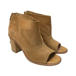 UGG Ginger Open Toe Boot Chestnut Suede Brown Size 8